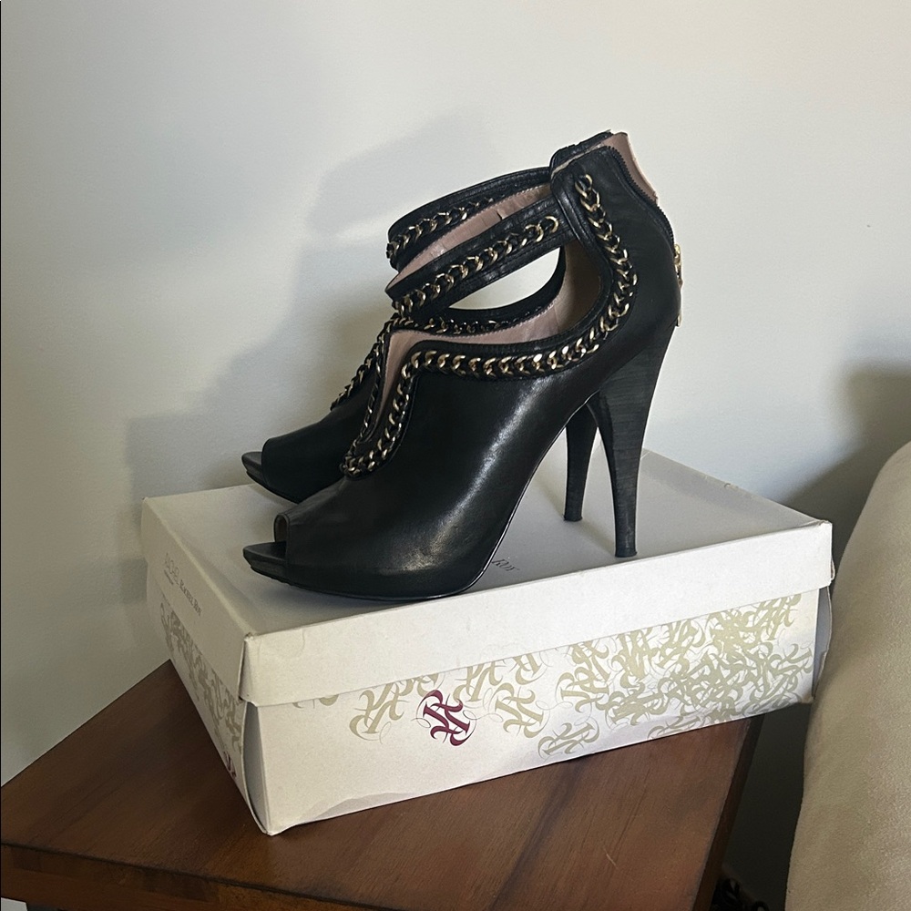 RACHEL Rachel Roy Black Chain Embellished Heels
